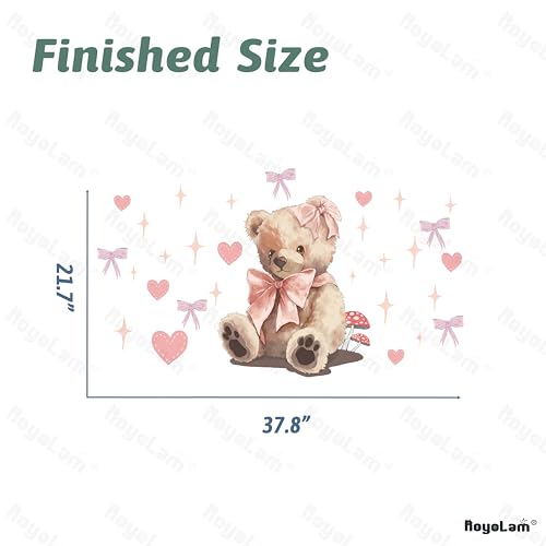 Cute Teddy Bear Doll Wall Stickers for Nursery Pink Wall Decals for Kid Girl Baby Removable Peel and Stick Wall Art Home Decor Decoration for Preschool Living Room Bedroom