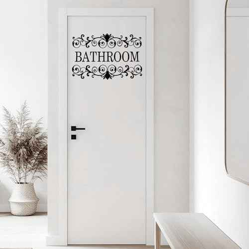 JIEYAO 2 Pcs Black Vine Bathroom Wall Decals, Vinyl Bathroom Wall Stickers Wall Art for Bathrooms Removable Peel and Stick