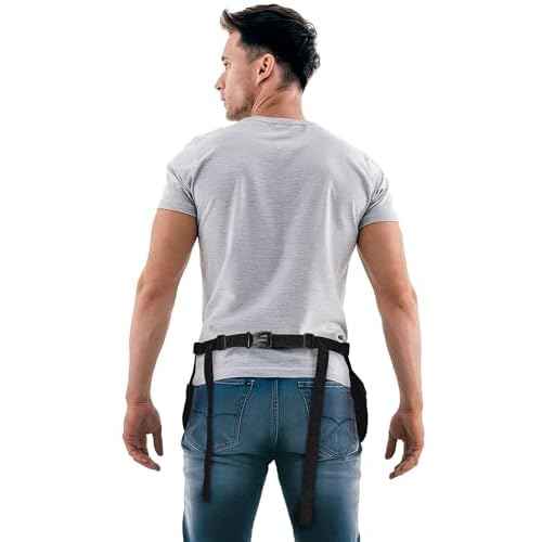 Under NY Sky Salon Waist Apron - 9 Pockets, 3 Loops, Oxford Canvas - Hair Cut Holster for Tool Storage, Shears, Brush, Trimmer - Belt Pouch - Hair Stylist, Makeup Artist, Barber, Cosmetology - Black