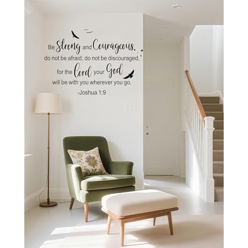 Joshua 1:9 Christian Scripture Wall Decals,Be Strong and Courageous Bible Verse Religious Inspirational Quotes Bird Decor Vinyl Removable Wall Stickers for Kid¡¯s Room Home School Church