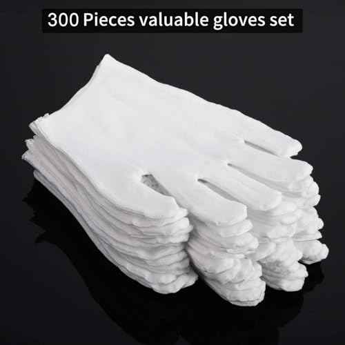 Frienda 300 Pcs Cotton Gloves Bulk Large Size for Men Women Inspection Gloves for Dry Hand Art Handling Coin Jewelry (XL)