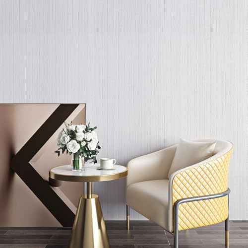 Livelynine White Grasscloth Peel and Stick Wallpaper Textured Grass Cloth Wall Paper Peel & Stick Modern Bathroom Bedroom RV Wall Covering Removable Texture White Contact Paper for Cabinets 15.8x78.8