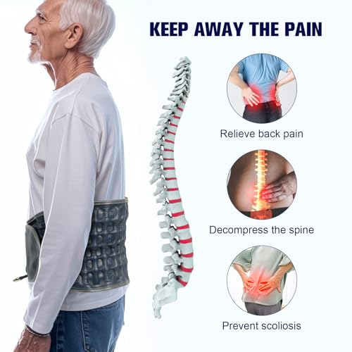 Decompression Back Belt with Electric Inflatable Pump -Lumbar Support Belt for Lower Back Pain Relief, Air Traction Device Fits Waist Size 29-49 Inches (Blue)