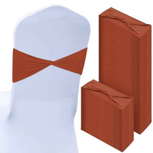 CHENGU 100 Pcs Spandex Chair Sashes Plain Bow Wedding Royal Chair Bands Without Buckle Birthday Decorations Elastic Ties Spandex Slider Sashes for Events Party Ceremony