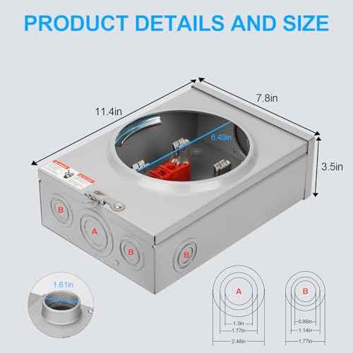 125 Amp Meter Socket, 4 Jaw Meter Base, 600V 3 Wire Ringless Type, with Horn Bypass Meter Cover Plate, Suitable for Overhead/Underground Feed