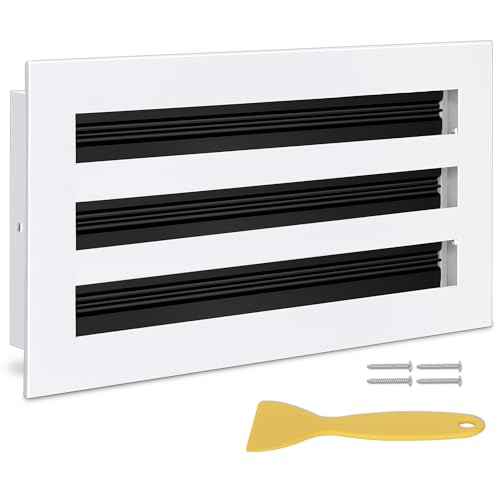 12x6 Modern AC Vent Cover, Decorative White Air Vent (Duct Opening Cutout), All Aluminium Standard Linear Slot Diffuser, Low Noise - Register Grille for Ceiling, Walls & Floors