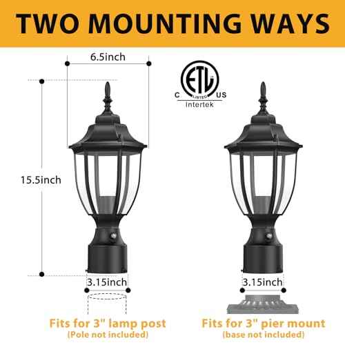 Lamomo Outdoor Post Lights, 2 Packs Dusk to Dawn Lamp Post Light Fixture, Waterproof Aluminum Lamp Posts Outdoor Lighting Pole Lantern for Yard Patio Pathway Garden