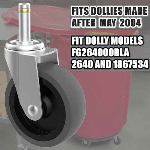 Replcament Casters for Brute Trash Bin Dolly Set of 10, 3-Inch Trash Can Dolly Replacement Wheels(375LBS-2)