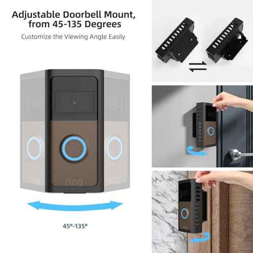 2025 Upgrade for Ring Doorbell Mount,Steel Metal Anti-Theft Ring Camera Mount with Adjustable Angle Mount Kit (45-135 Degrees) Doorbell Holder Bracket No Block Sensor
