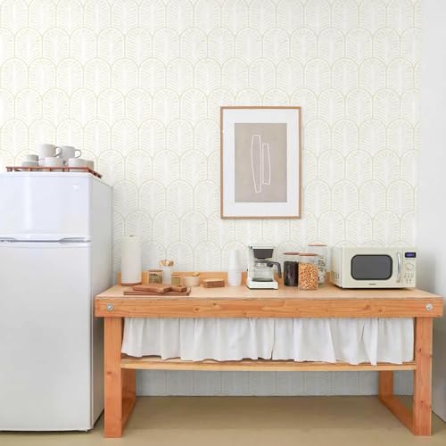 Sevalo Modern Peel and Stick Wallpaper Boho Contact Paper for Cabinet and Drawer Beige Geometric Wallpaper Self-Adhesive Removable Neutral Paper Shelf Liner Bedroom Bathroom Waterproof 17.3inW 78.7inL
