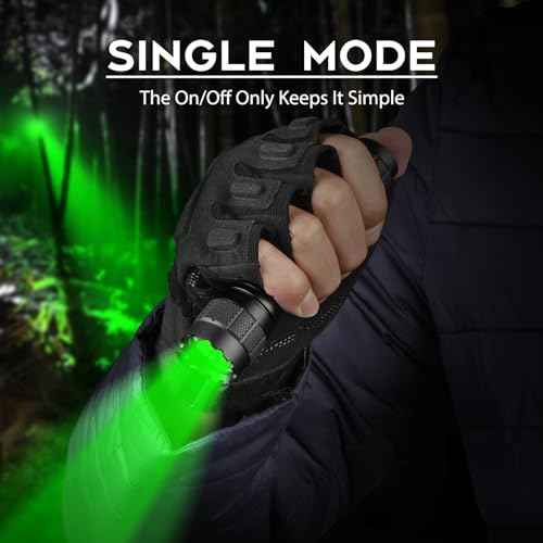 ULTRAFIRE Green Hunting LED Flashlight, 10W Single Mode Green Light, 350 Yards Super Bright Hog Predator Flashlight for Night Observation WF-501G
