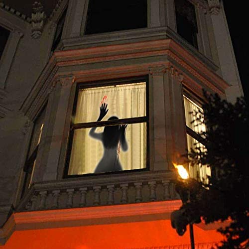 Halloween Wall Sticker Horrible Halloween Female Ghost Wall Decal Removable Glass Window Wall Stickers Decor for Party Decoration Festive Atmosphere