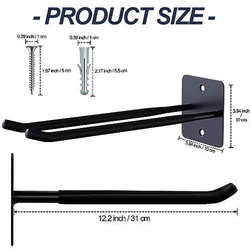 Large Garage Hooks Heavy Duty - 4 Pack 12.2" Long Garage Storage Utility Hooks, Wall Mount Ladder Hanger, Garage Organizer for Hanging Tool, Chairs, Hoses, Garden Tool, Bulk Items, Ropes, etc.