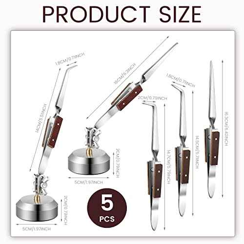 5 Pcs Soldering Tweezers Set 3 Pcs Cross Lock Solder Tweezer 2 Pcs Jewelry Third Hand Tools with Base 360¡Æ Rotation for Jewelry Making, Welding, Repairing