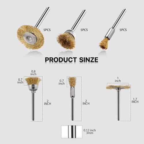 15 Pieces Copper Wire Brushes, Wire Brush Wheel, Mini Brass Brushes for Dremel Rotary Tools (1/8 Inch Mandrel)