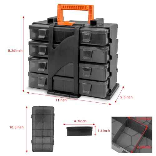 ZKH Small Parts Organizer Box, Clear Tackle Box Organizer with 4x12 Compartments, Removable Dividers, Stackable Bead Organizer Box, Ideal Craft Organizers and Storage for Beads,Screws,Fishhooks,Parts