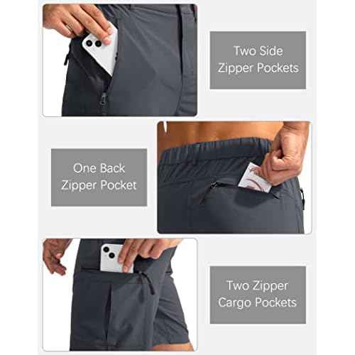 Pudolla Men's Hiking Cargo Shorts 9" Lightweight Outdoor Work Shorts for Men Travel Golf Camping Casual with 5 Zipper Pockets