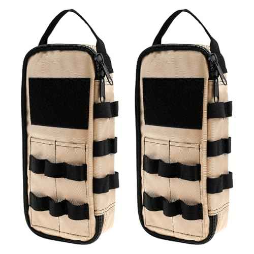 2 Pack Small Tool Bags, Portable Tool Box Organizer, Heavy Duty Tool Storage Bag with Zipper Work Tote for Repairman, Electrician, Carpenters (Brown*2)