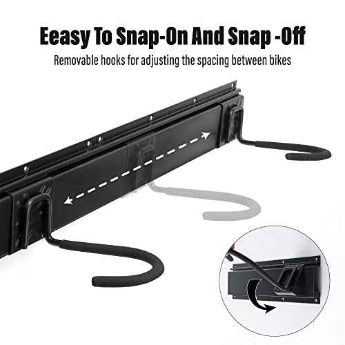 Sinoer 6-Bike & 6-Helmet Wall Mount Rack - 64 Inch Adjustable Bike Storage, Heavy Duty Steel Hooks, Space-Saving Bike Organizer for Home & Garage