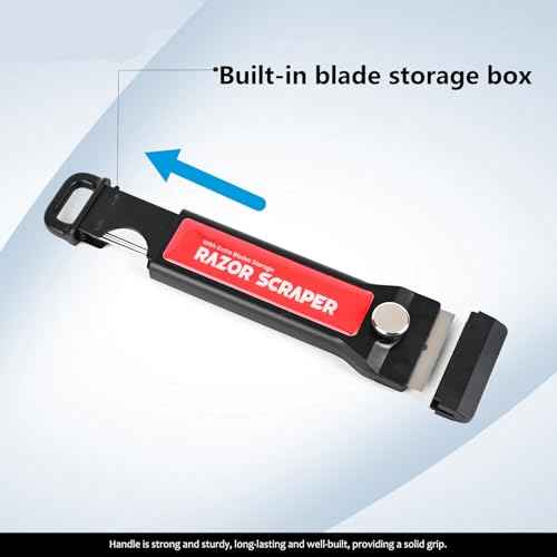EHDIS 2PCS Plastic Razor Blade Scraper with Blade Storage Box with 20pcs Double Edged Blades for Adhesive,Gasket Labels, Decal and Sticker Remover from Glass,Window