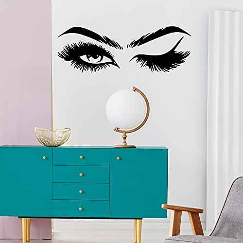 2 Pieces Eyes Wall Decal Big Eyes Wall Stickers Fashion Eyelash Sticker Women Beautiful Decals Decor for Living Room Bedroom (Classic Styles)