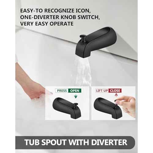 Shower Trim Kit Bathtub Shower Faucet Set,Valve Included,with Shower Head,Single-Handle Tub Shower Kit Matte Black