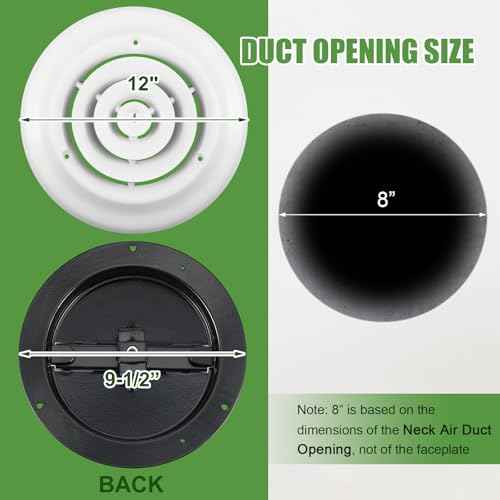 Therwen 2 Set 8 Inch Round Vent Cover Ceiling Diffuser HVAC Vent Duct Cover Replacement with Steel Butterfly Damper Fitting in 8 Inch Duct, Outer Dimensions: 12"