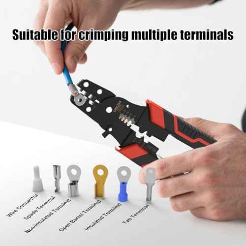 Crimping Tool with Stripper & Terminal Crimper, Multifunctional Wire Crimping Tool for AWG 28-10 Wires and 1.0-2.6 mm©÷ Cable Stripping, Perfect for Network Engineers, DIY Enthusiasts