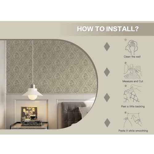 Kitico Peel and Stick Wallpaper Vintage Bohemian Wallpaper Brown Contact Paper Flower Removable Waterproof Bathroom/Bedroom Cabinets Self Adhesive Vinyl 17.3 inches x393.7 inches