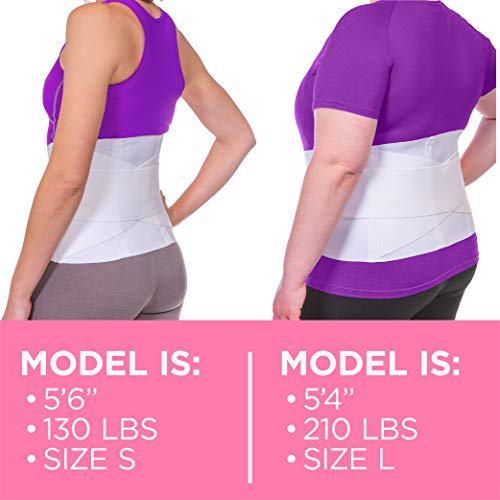BraceAbility Plus Size Women's Back Brace for Female Lower Back Pain - XXL Ladies Soft White Elastic Lumbar Compression Obesity Support Belt Girdle is Discreet Under Clothes (2XL)