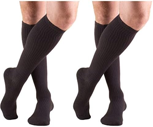 Truform Men's 15-20 mmHg Knee High Cushioned Athletic Support Compression Socks, Brown, X-Large (Pack of 2)