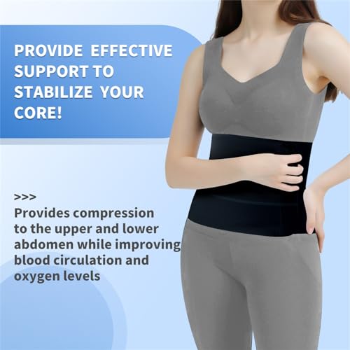 Abdominal Binder Post Surgery Tummy Tuck Belt, Compression Stomach Wrap Belly Band, Skin Friendly, Breathable - (60" - 75") 3 Panel - 9" BLACK