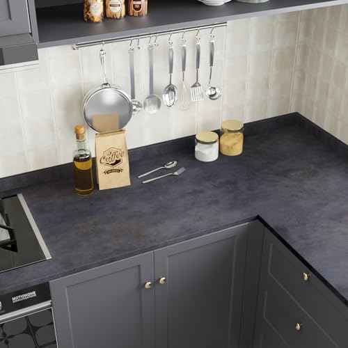 CRE8TIVE Denim Blue Grey Concrete Peel and Stick Wallpaper for Bedroom Bathroom 12"x80" Faux Cement Wallpaper Removable Self Adhesive Industrial Concrete Contact Paper for Cabinets Countertops Walls