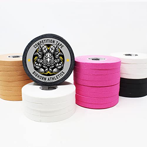 Bighorn Athletics Pro Series Jiu-Jitsu Finger Tape, 8-Rolls with Tin Holder, Enhanced Strength, Residue-Free (0.5-Inch, Pink)