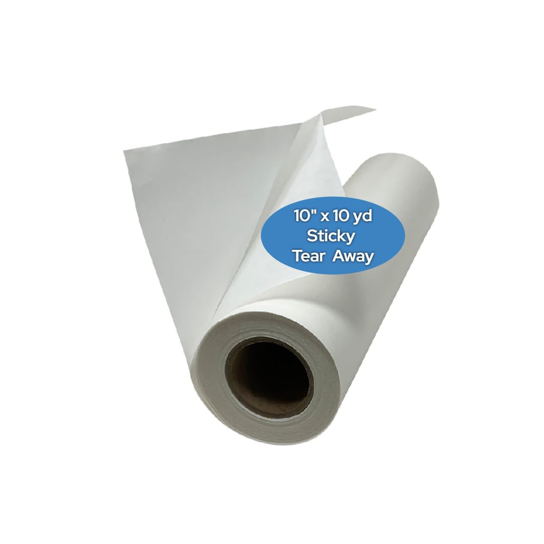 HBI H.B.I. PRODUCTS H.B.I. Peel & Stick Tear Away stabilizer for Embroidery Roll, 10" x 10 Yards, 1.5 oz Embroidery Stabilizer, Embroidery Backing for Machine, Tear Away Embroidery Stabilizer Roll.