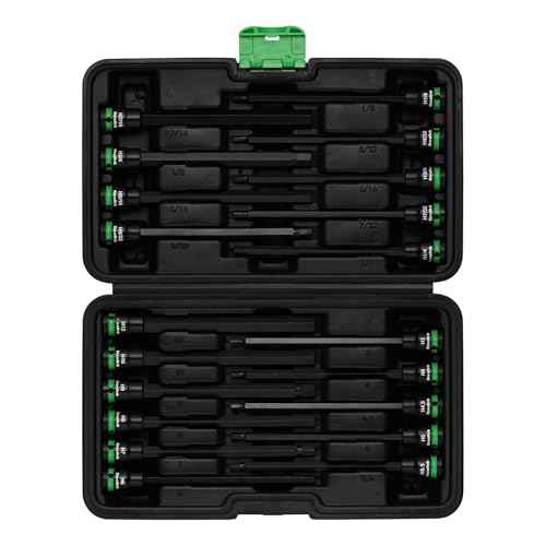 3/8" Drive Long Impact Hex Bit Socket Set, Allen Bit Sockets, 20PCS Allen Wrench Socket, SAE (1/8"-7/16¡±) and Metric (3MM-12MM), 6" Long CR-V & S2 Alloy Steel Hex Key Set