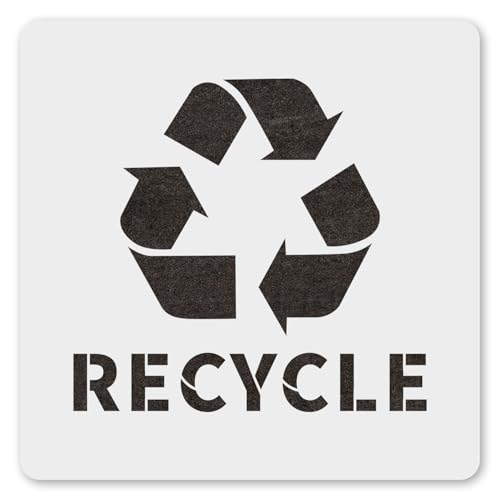 MAGJUCHE Recycle with Text Stencil 12 Inches, Reusable Clean Stencil for Painting DIY Crafts Decor