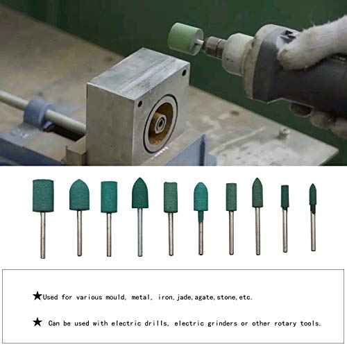 Rubber Polishing Bits Polishing Drill Bit Green Buffer Abrasive Bits Metal Polish Tips Rotary Tool Accessories 3 mm Mandrel Bullet Cylinder Shape 20 Pieces (Green)