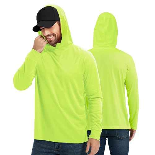 ProtectX High Visibility Sun Protection Lightweight Long Sleeve Hoodie, UPF 50+ Quick-Dry, SPF UV Shirt, Active Wear
