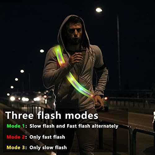 LED Night Running Gear High Visibility LED Flashing Sash Outdoor Running Cycling Hiking Jogging Rechargeable Illuminating Gear for Men and Women Night Safety Walking