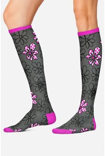 Cherokee Women's 10-15mmHg Compression Socks – Fun Print Knee Highs with Light Support, Soft Feel - PRINTSUPPORT