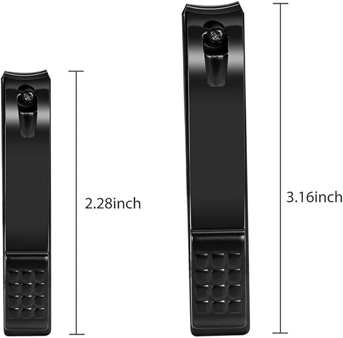 Nail Clippers Set, Sharp Stainless Steel Fingernail Clipper & Toenail Clippers, Black Nail Cutter, Large and Small 2 Piece Set.