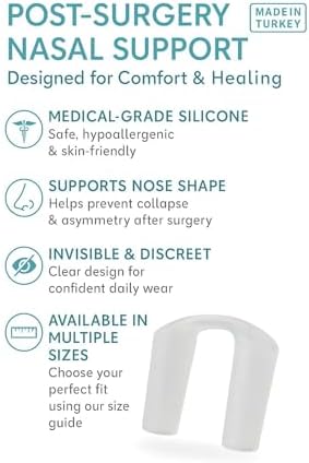 Nostril Retainer & Nose Splint for Rhinoplasty Recovery | Post‑Surgery Nostril Shaper & Support Device | 100% High Grade Silicone Nose Support for Deviated Septum & 24h Comfort (8)
