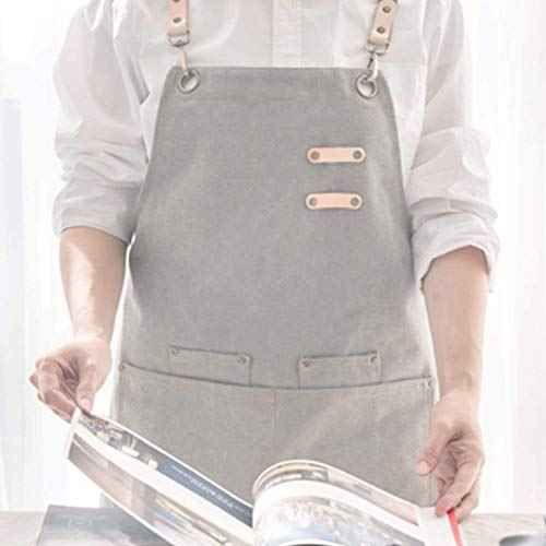 NEWGEM Cotton Denim Apron with Pockets for Women Chef Kitchen Cooking Gardening Painting