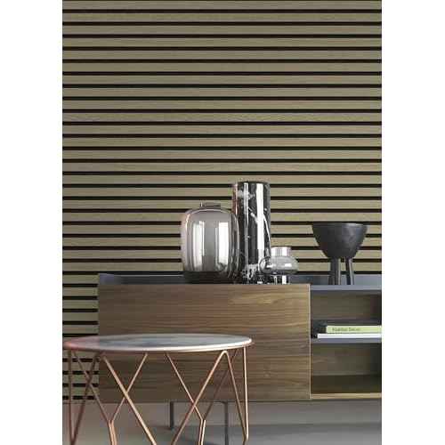 Wallpaper Peel and Stick 17.5" x 196" Self-Adhesive Wood Grating Stripe Faux Wood Contact Paper Wall Paper PVC Vinyl Film Removable Waterproof Stick Paper Wall Coverings Shelf Home Decorative