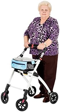 KMINA PRO - Narrow Walkers for Small Spaces, Folding Walker with Wheels and Brakes, Seniors, Blue