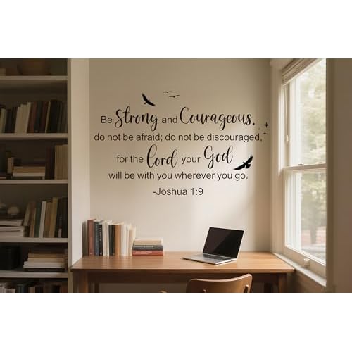 Joshua 1:9 Christian Scripture Wall Decals,Be Strong and Courageous Bible Verse Religious Inspirational Quotes Bird Decor Vinyl Removable Wall Stickers for Kid¡¯s Room Home School Church