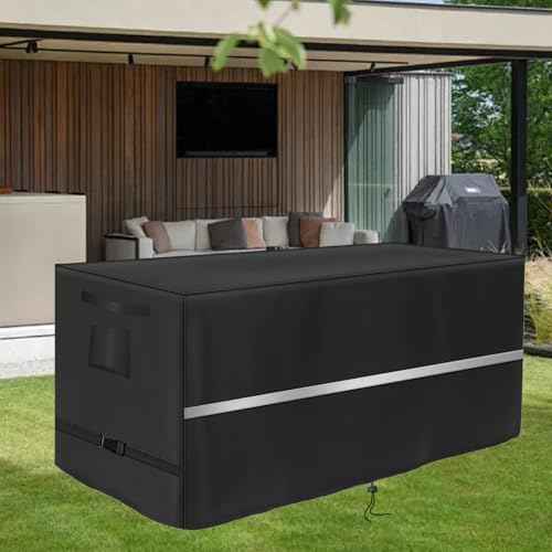 Deck Box Cover Heavy Duty Waterproof Deck Box with Handle, Outdoor Large Storage Box Cover Patio Rectangular Bench Cover (62 x 25 x 28inch)