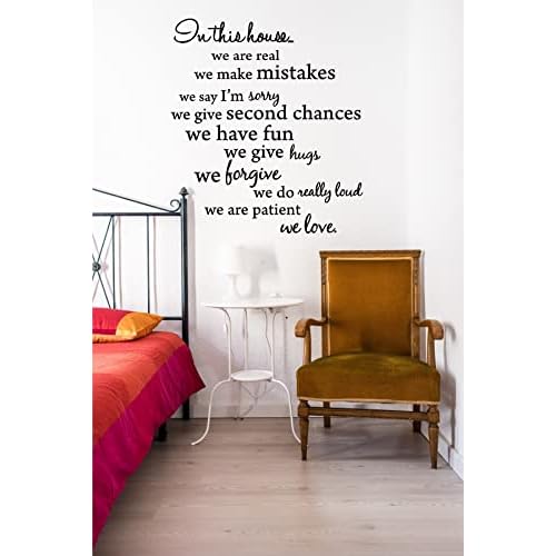 Blinggo Black in This House Wall Art Vinyl Decal, 20 inch x 20 inch Vinyl Wall Art Inspirational Quotes and Saying Home Decor Decal Sticker Steams