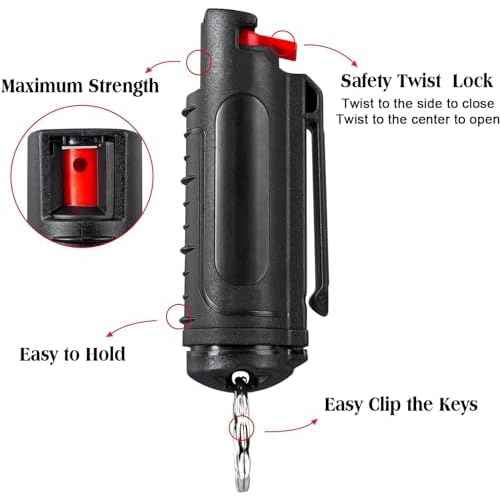 Pepper Spray, 32 Bursts 2.0% MC Defense Spray Belt Clip Holder. Pepper Spray Keychain for Women Self Defense. Tear Gas with Quick Release for Easy Access Finger Grip 7 Packs
